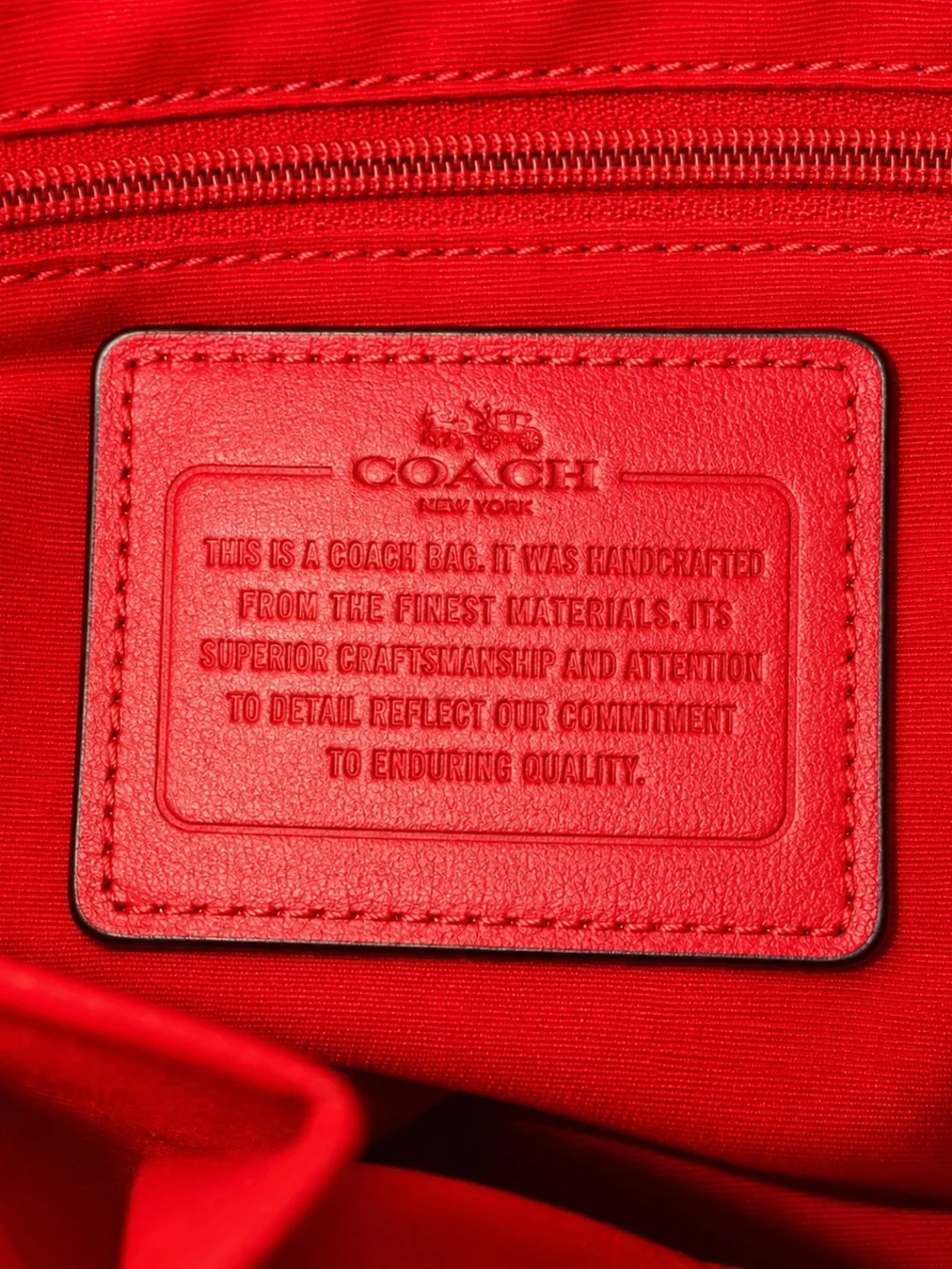 COACH Signature Jacquard Tote Bag Red Leather Trim